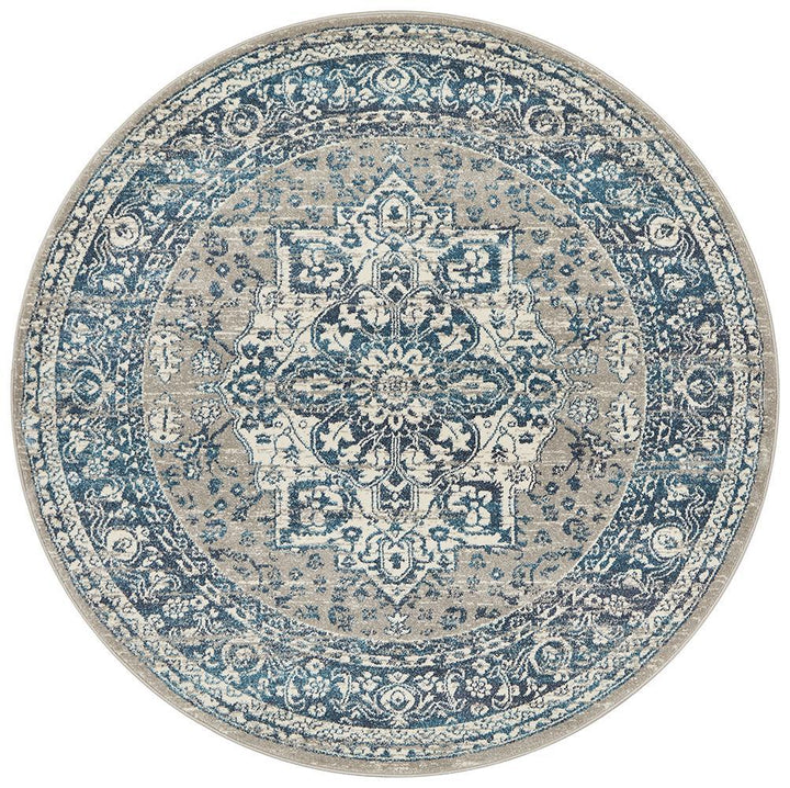 Babylon 207 Blue Round Rug