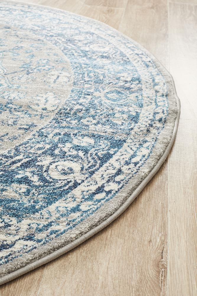 Babylon 207 Blue Round Rug