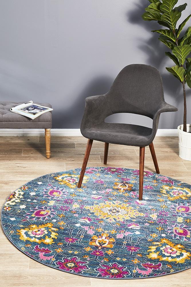 Babylon 210 Blue Round Rug