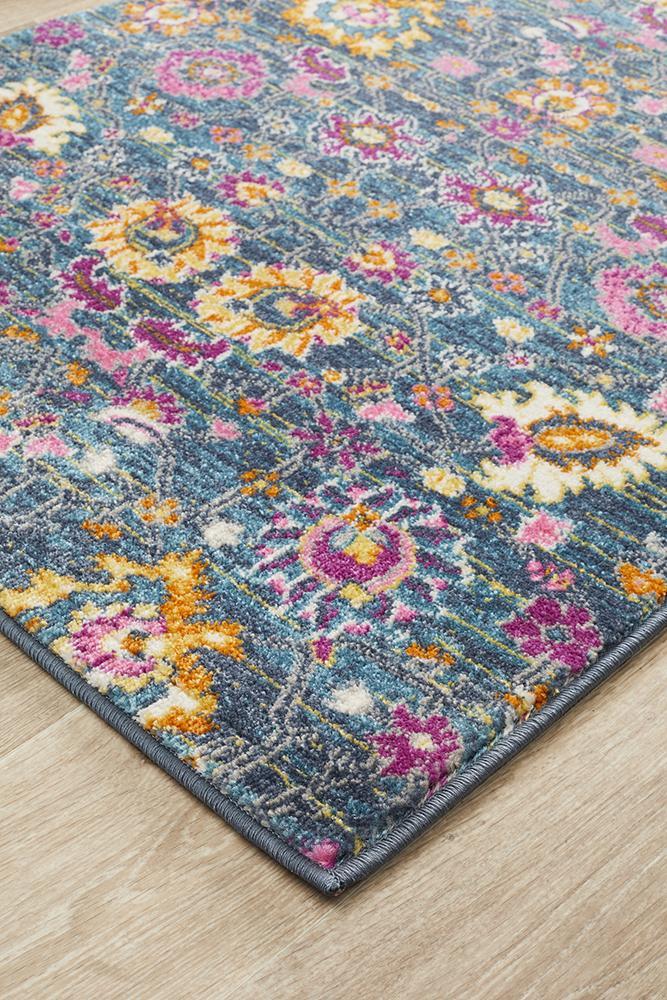 Babylon Blue Motif Runner Rug