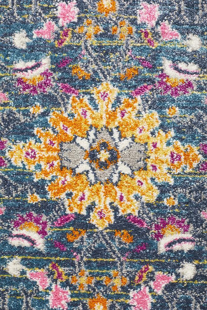 Babylon Blue Motif Runner Rug