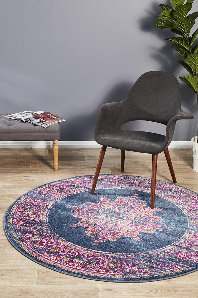 Babylon Summer Navy Round Rug