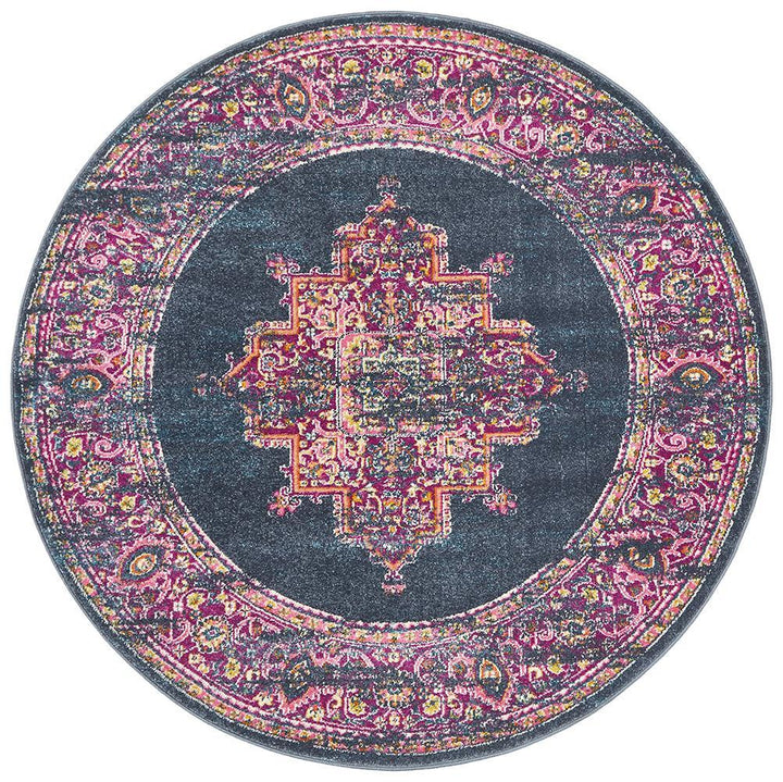 Babylon Summer Navy Round Rug