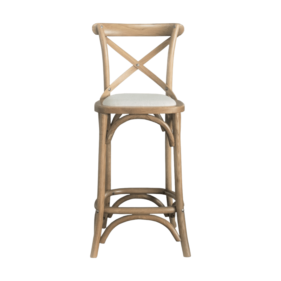 Carter Cross-back Kitchen Stool With Linen Seat