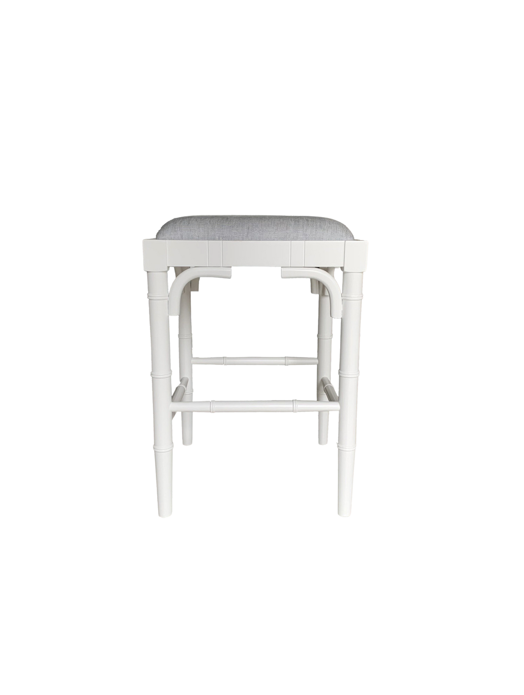 Traditional Chippendale Backless Stool With Padded Linen Seat