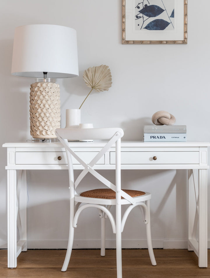 Hamptons cross leg desk white