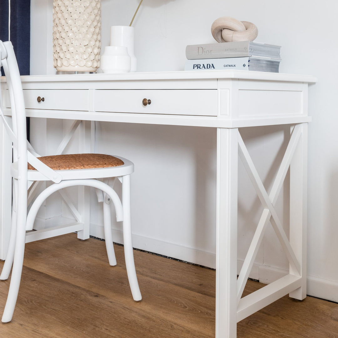 Hamptons cross leg desk white