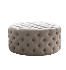 Elsa Tufted Linen Round Upholstered Ottoman