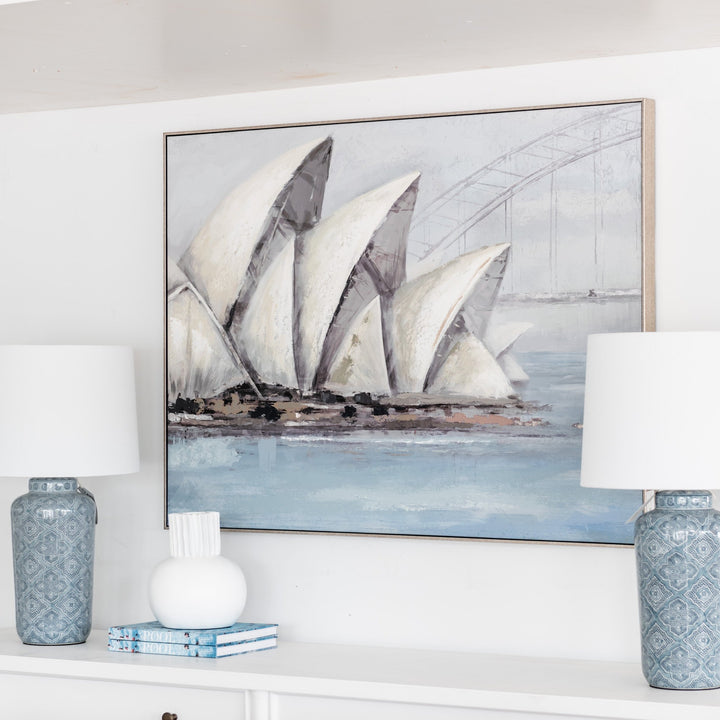 Sydney Harbour Canvas In Antique Silver Frame