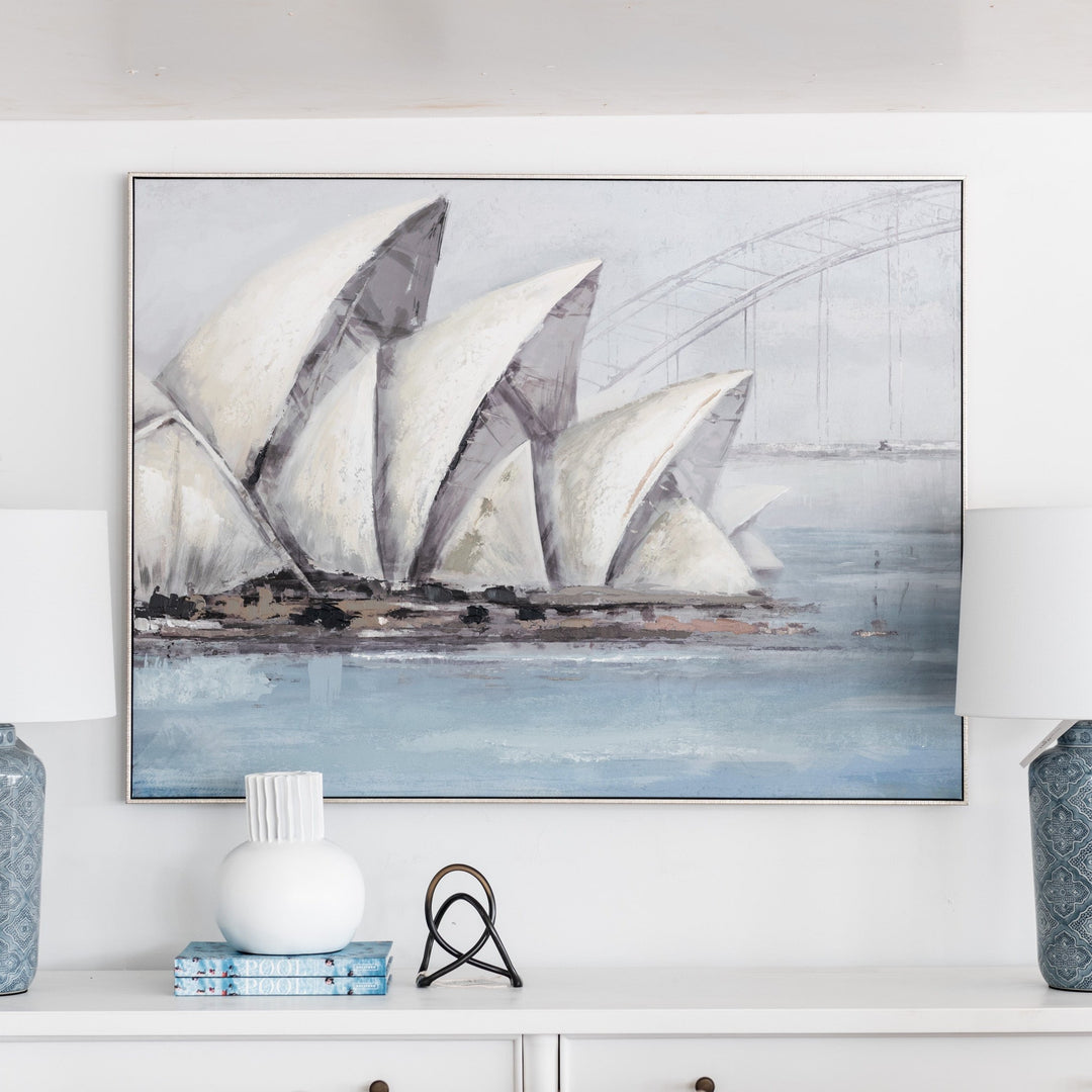 Sydney Harbour Canvas In Antique Silver Frame