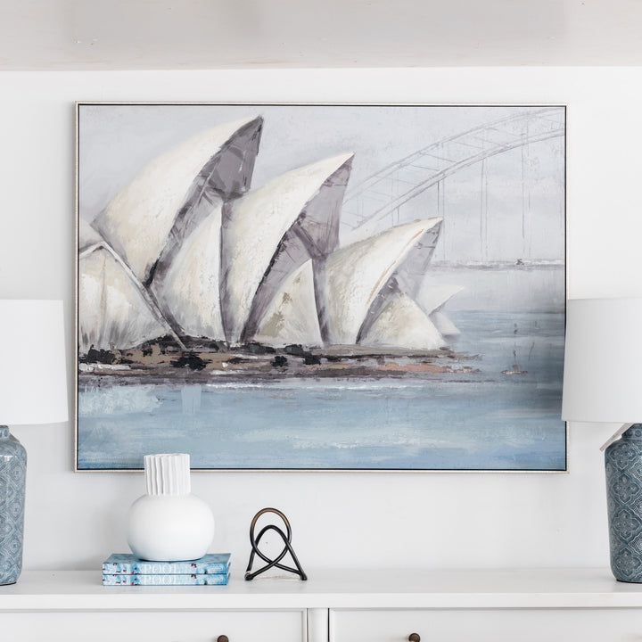 Sydney Harbour Canvas In Antique Silver Frame