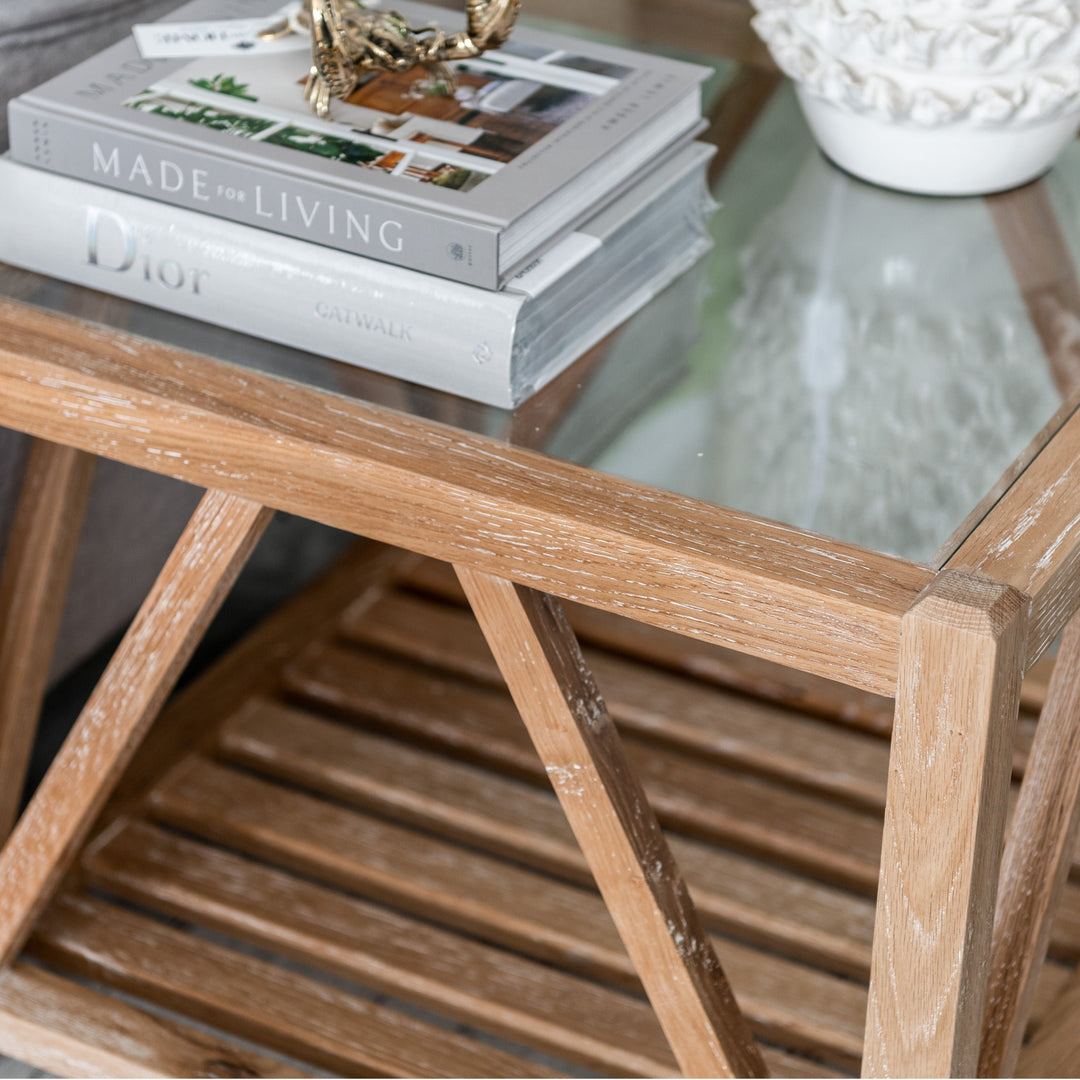 Samuel Oak And Glass Side Table