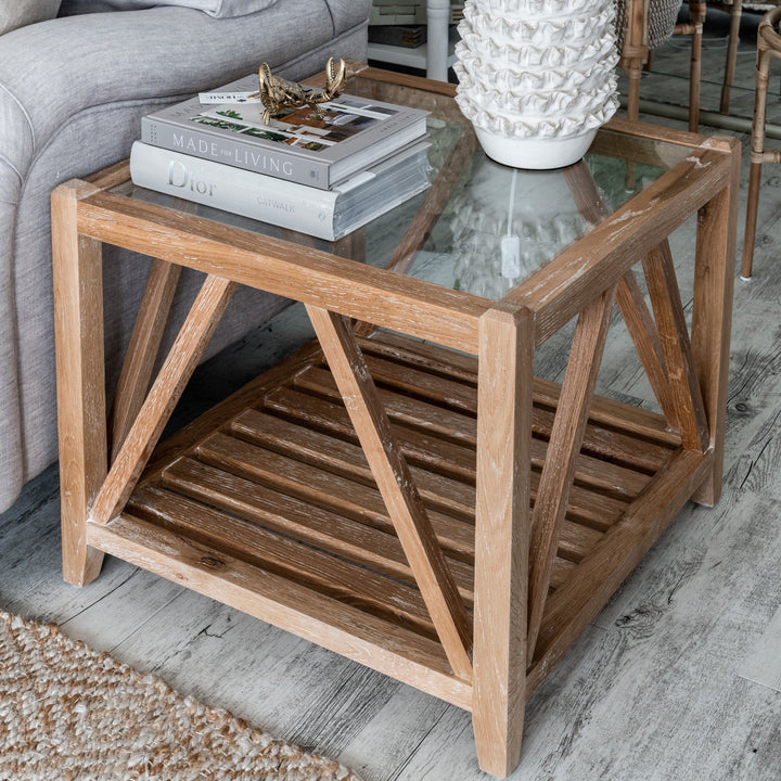 Samuel Oak And Glass Side Table