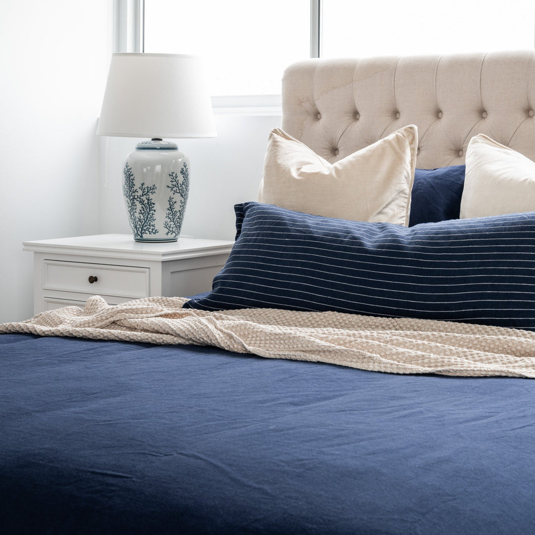 Threads Linen/cotton Quilt Cover Set - Navy