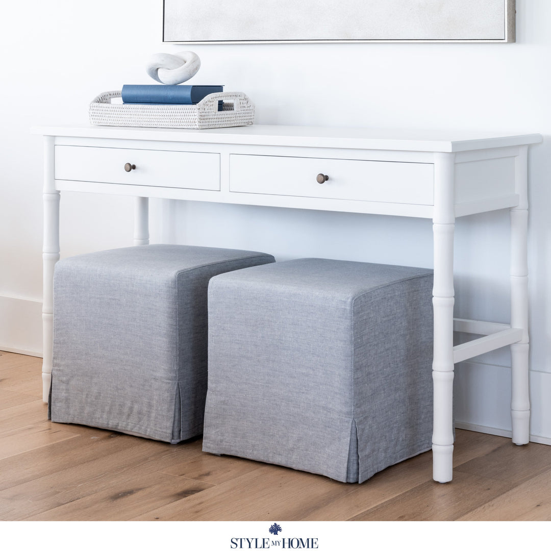 Coastal Hamptons cube ottoman