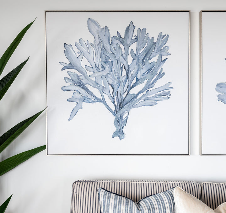 Blue Coral 1 Canvas In Antique Silver Frame