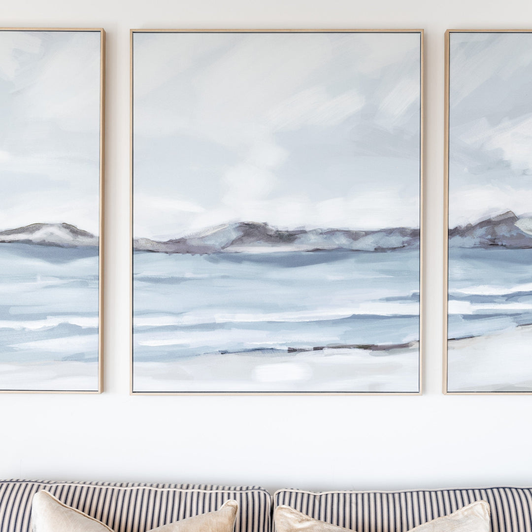 Beachside Stroll Three Piece Canvas In Natural Frame