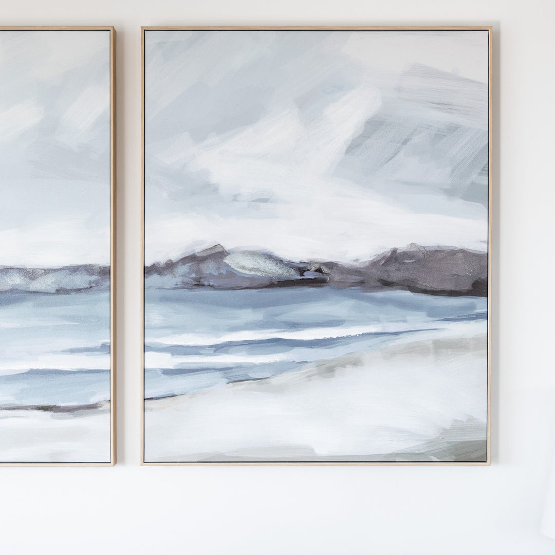 Beachside Stroll Three Piece Canvas In Natural Frame