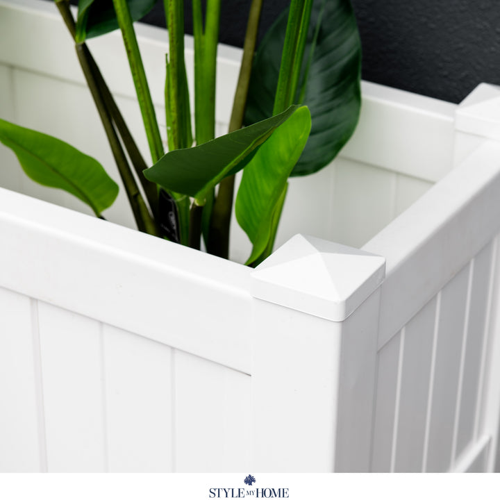 Hamptons Outdoor Rectangular Pvc Planter Box - White