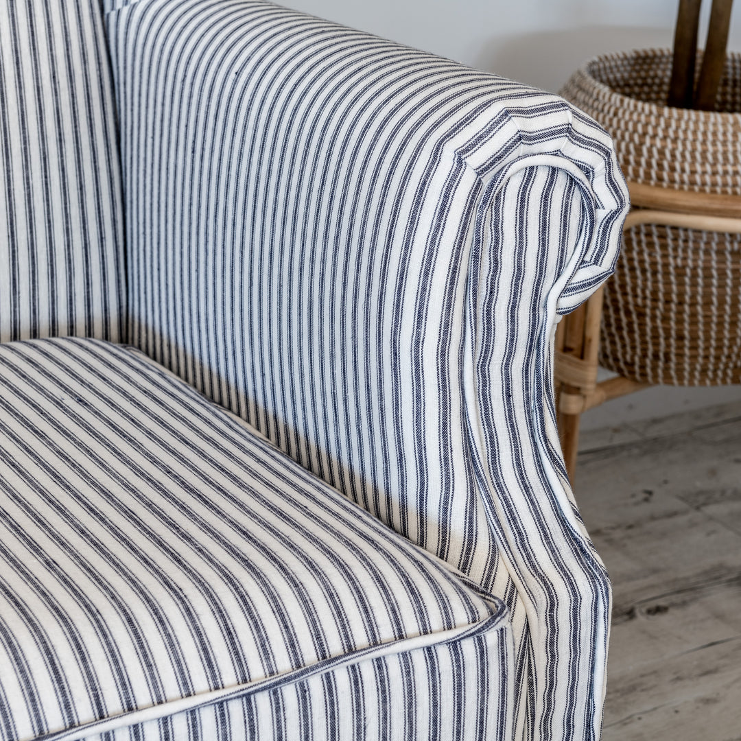 Hamptons stripe wingback armchair