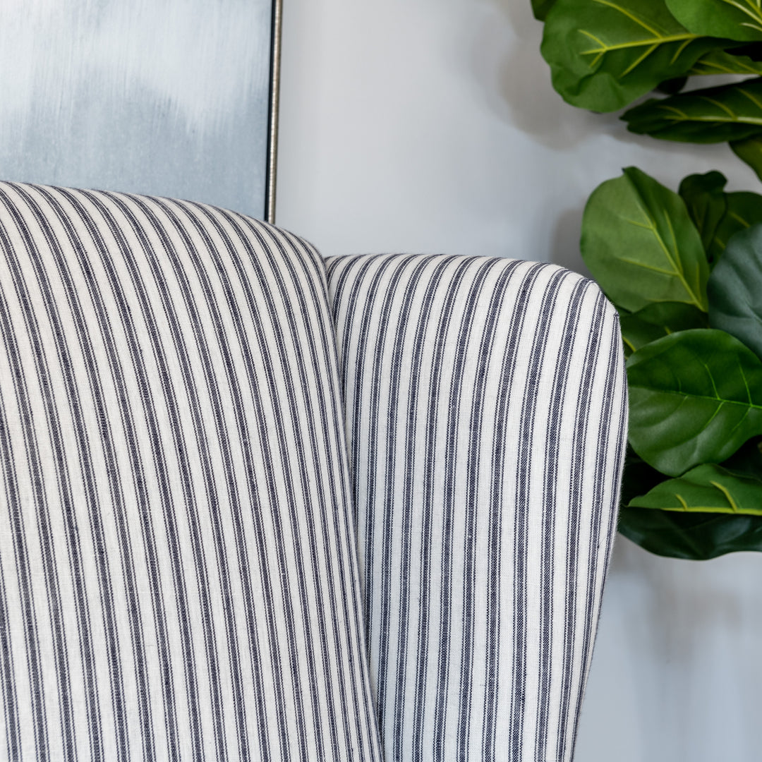 Hamptons stripe wingback armchair