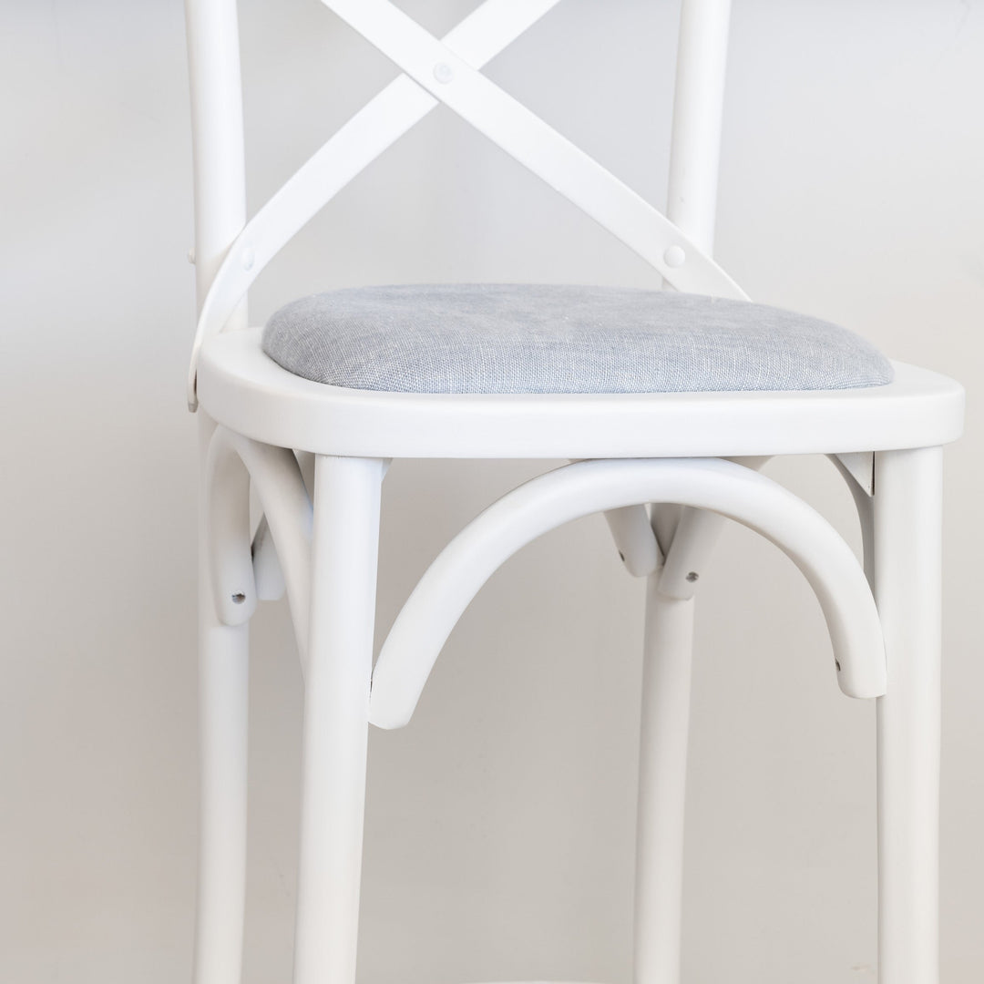 Carter Cross-back Kitchen Stool With Linen Seat