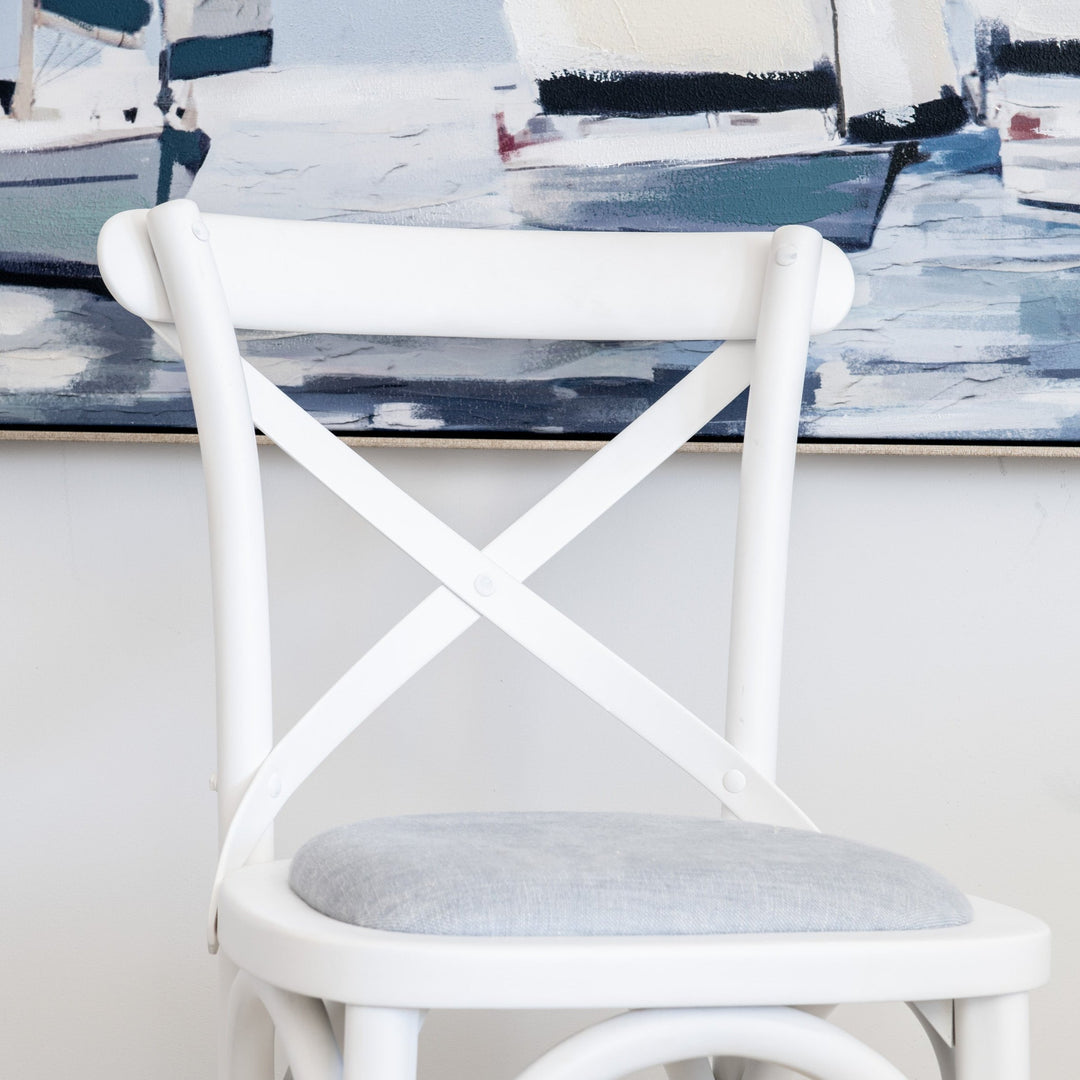 Carter Cross-back Kitchen Stool With Linen Seat