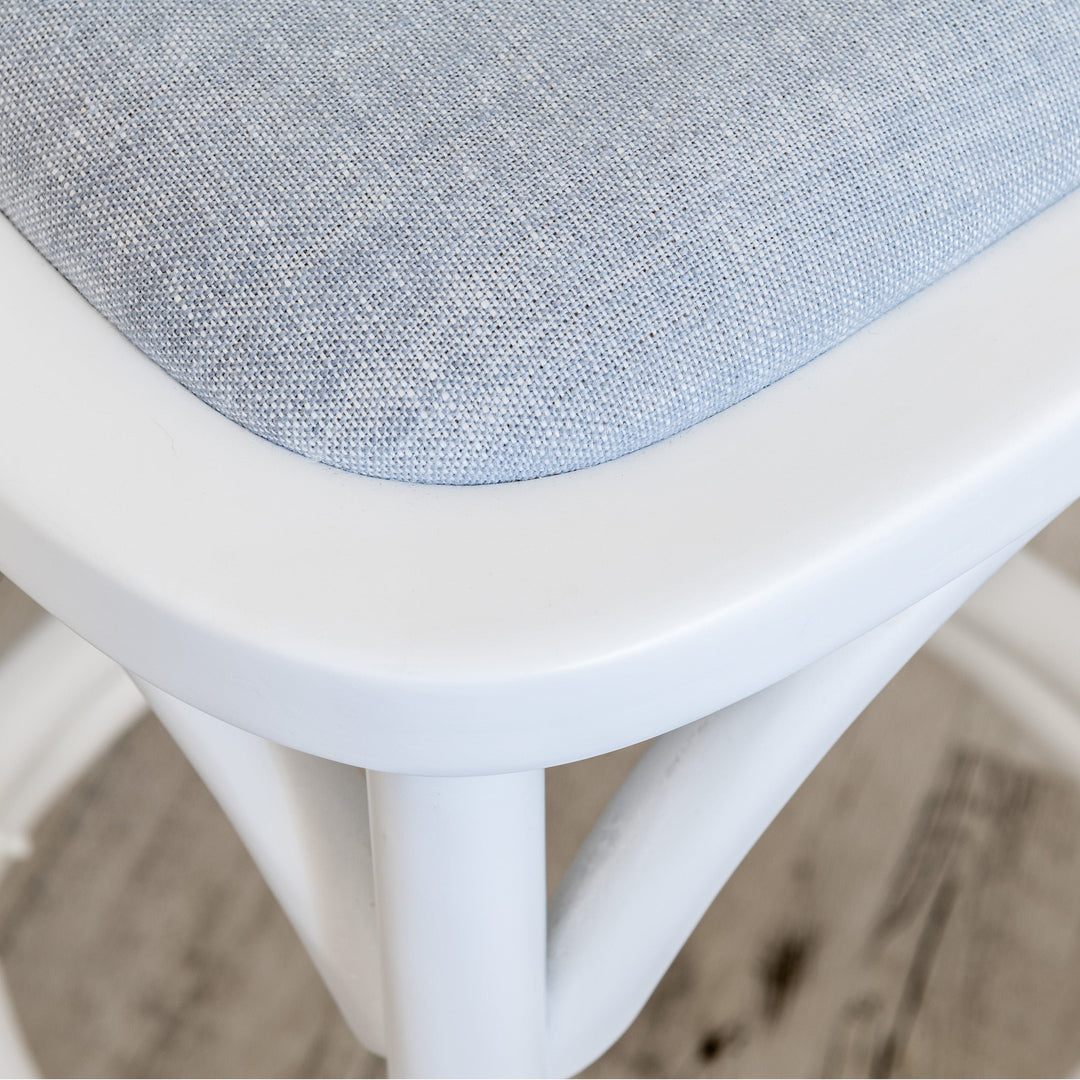 Carter Cross-back Kitchen Stool With Linen Seat