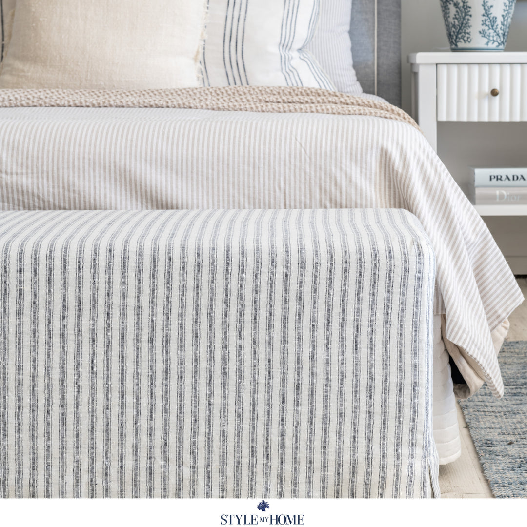 Coastal hamptons bench seat linen slipcover