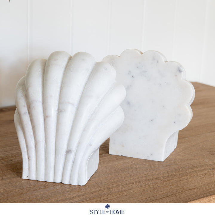 Shell Solid Marble Bookends