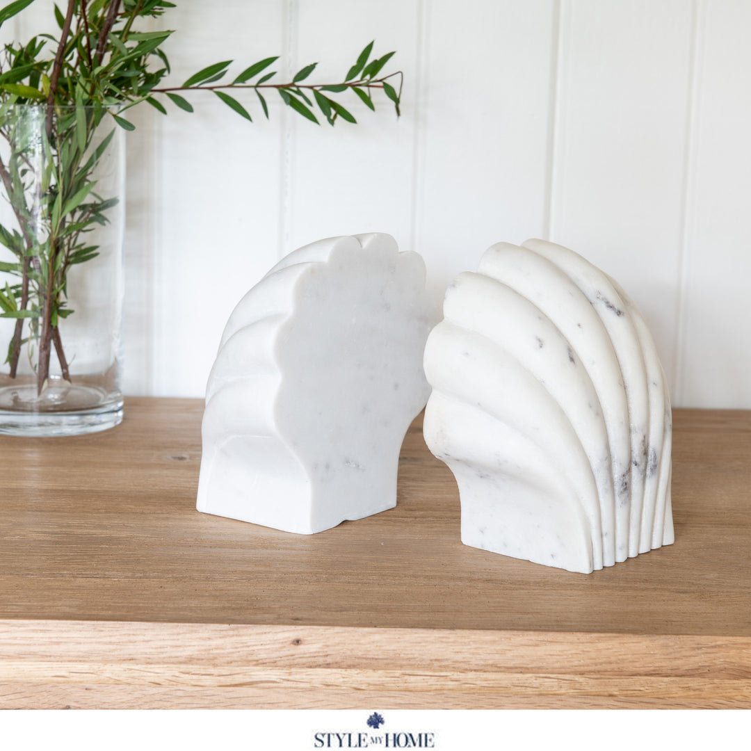 Shell Solid Marble Bookends