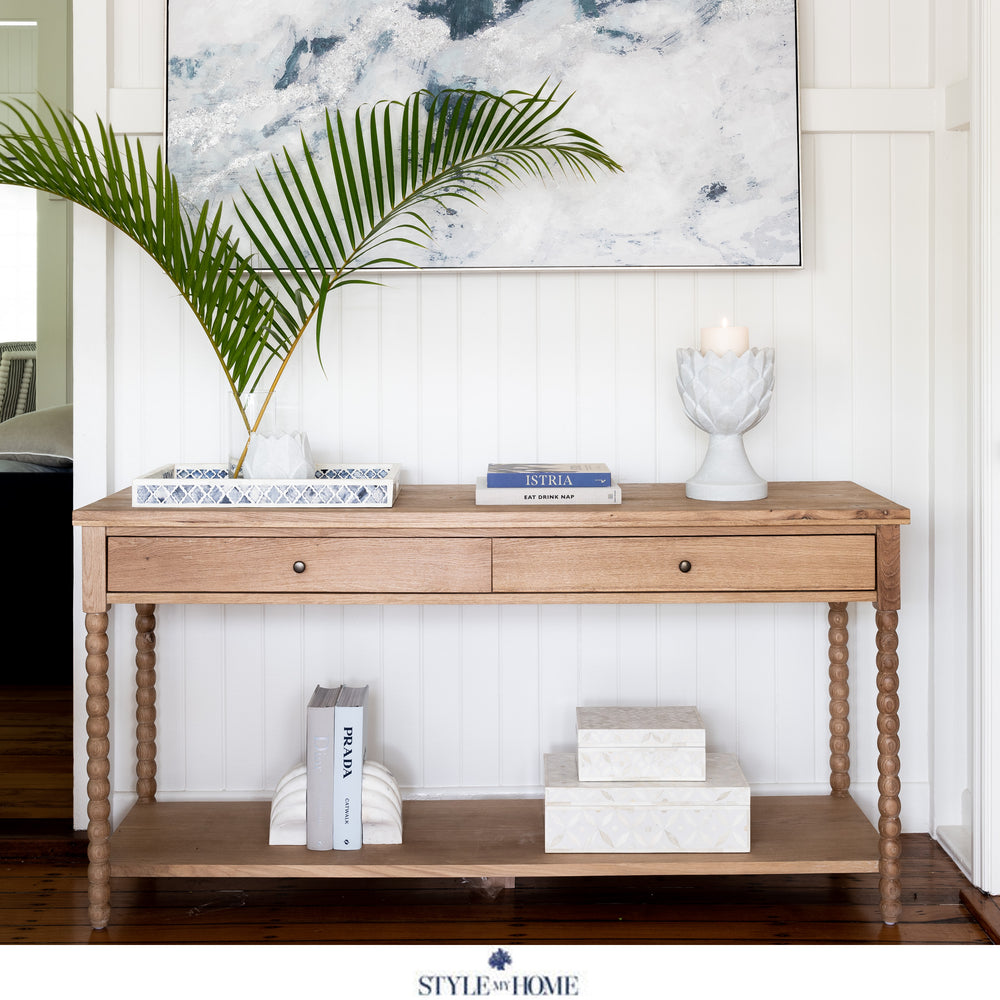 Bobbin Oak Console Table