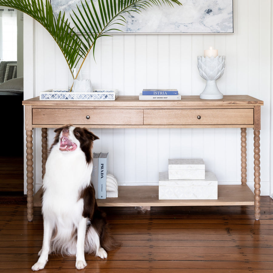 Bobbin Oak Console Table