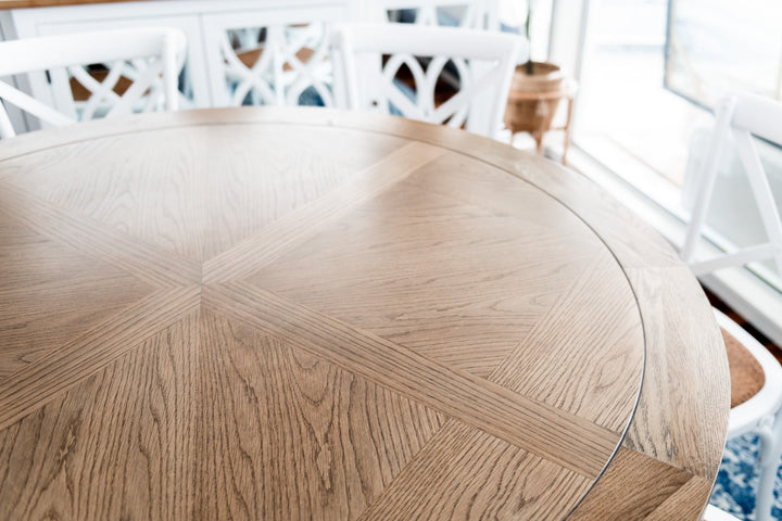 Hannah Parquetry Round Table With Natural Base