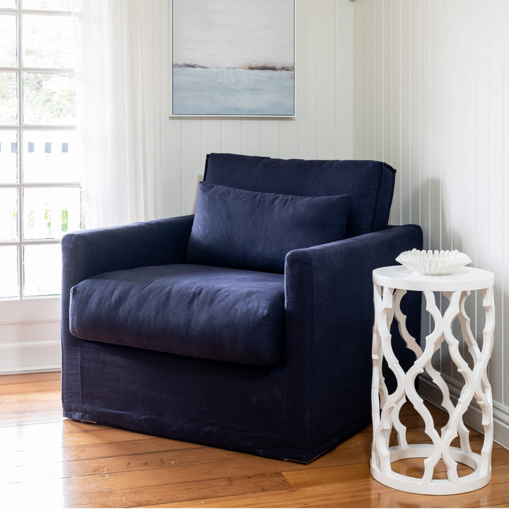 Hamptons slipcover removable armchair linen