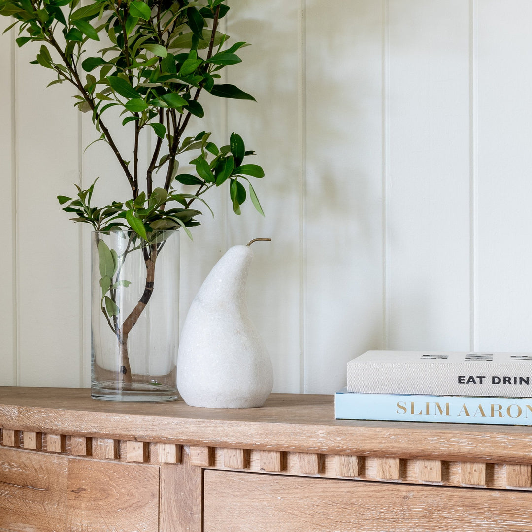 Marble And Brass Pear Decoration