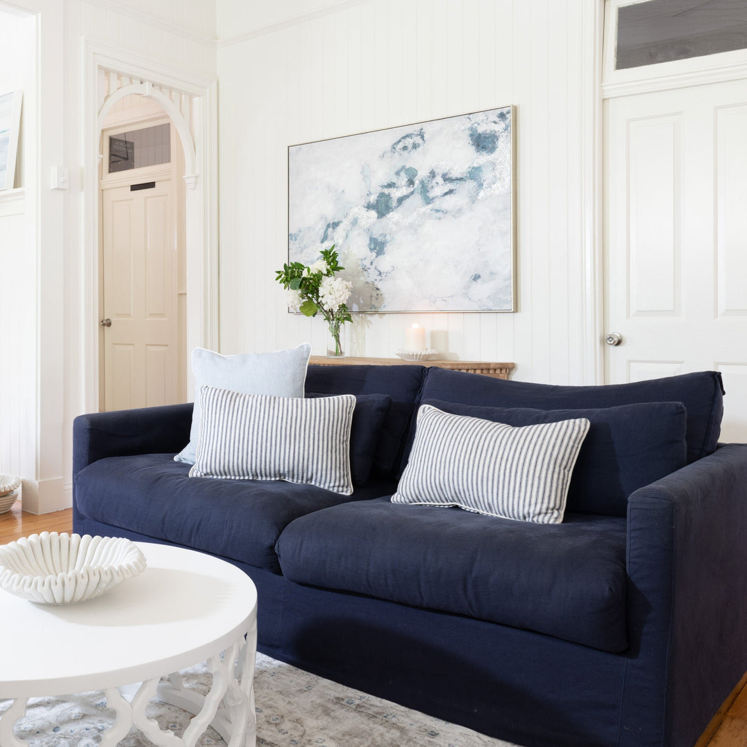 Coastal Hamptons slipcover lounge linen