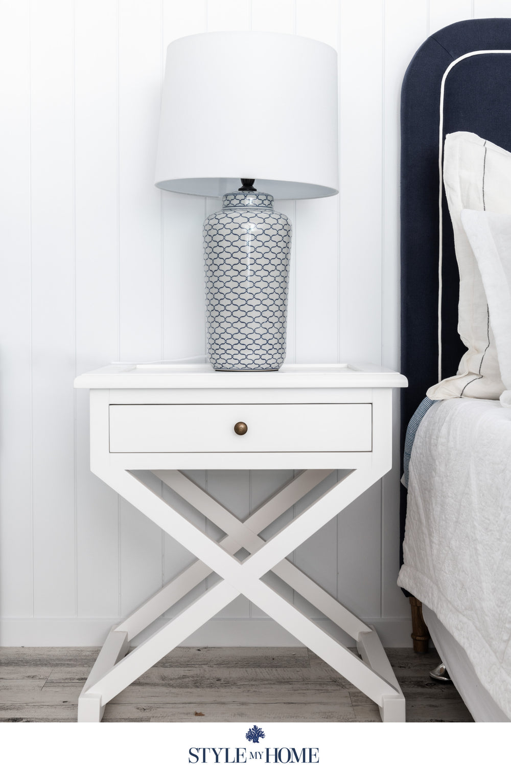 Coastal Hamptons bedside