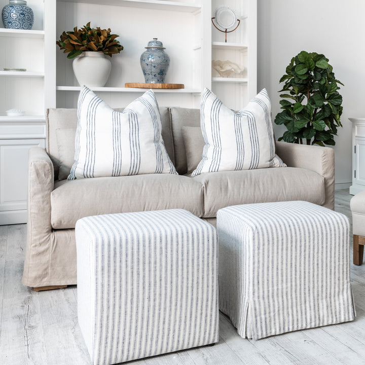 Coastal Hamptons linen slipcover sofa modern