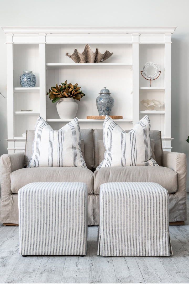 Coastal Hamptons linen slipcover sofa modern