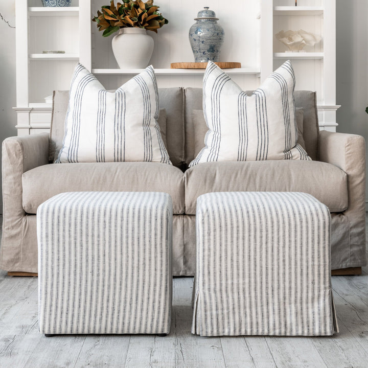 Coastal Hamptons linen slipcover sofa modern