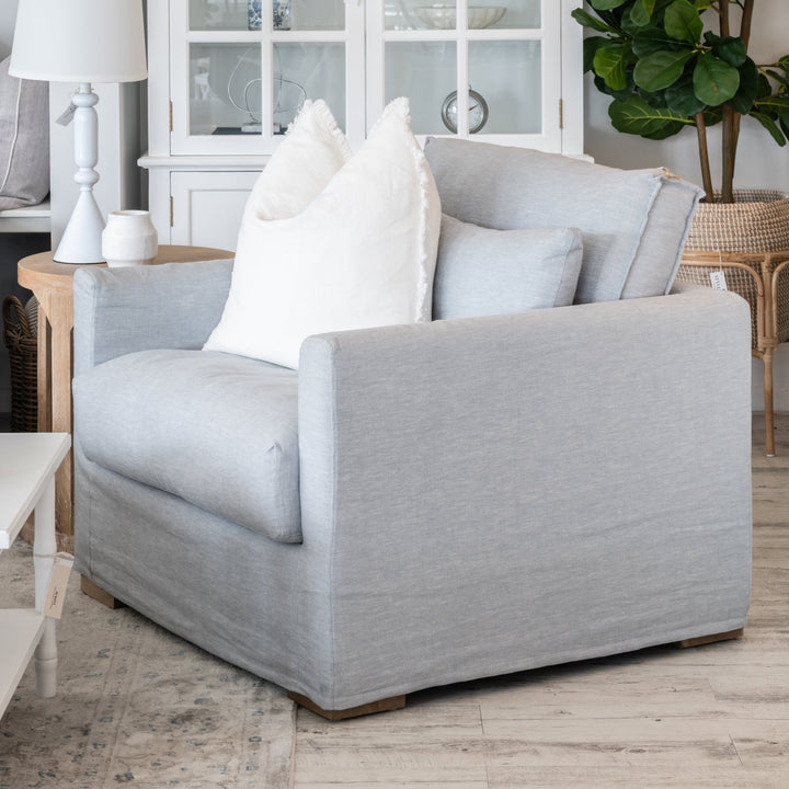 Hamptons slipcover armchair removable linen