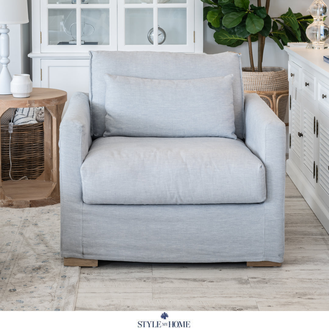 Hamptons slipcover armchair removable linen