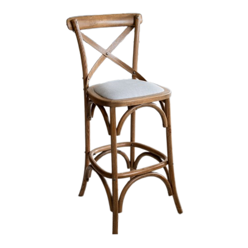 Carter Cross-back Kitchen Stool With Linen Seat