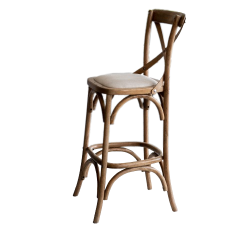 Carter Cross-back Kitchen Stool With Linen Seat