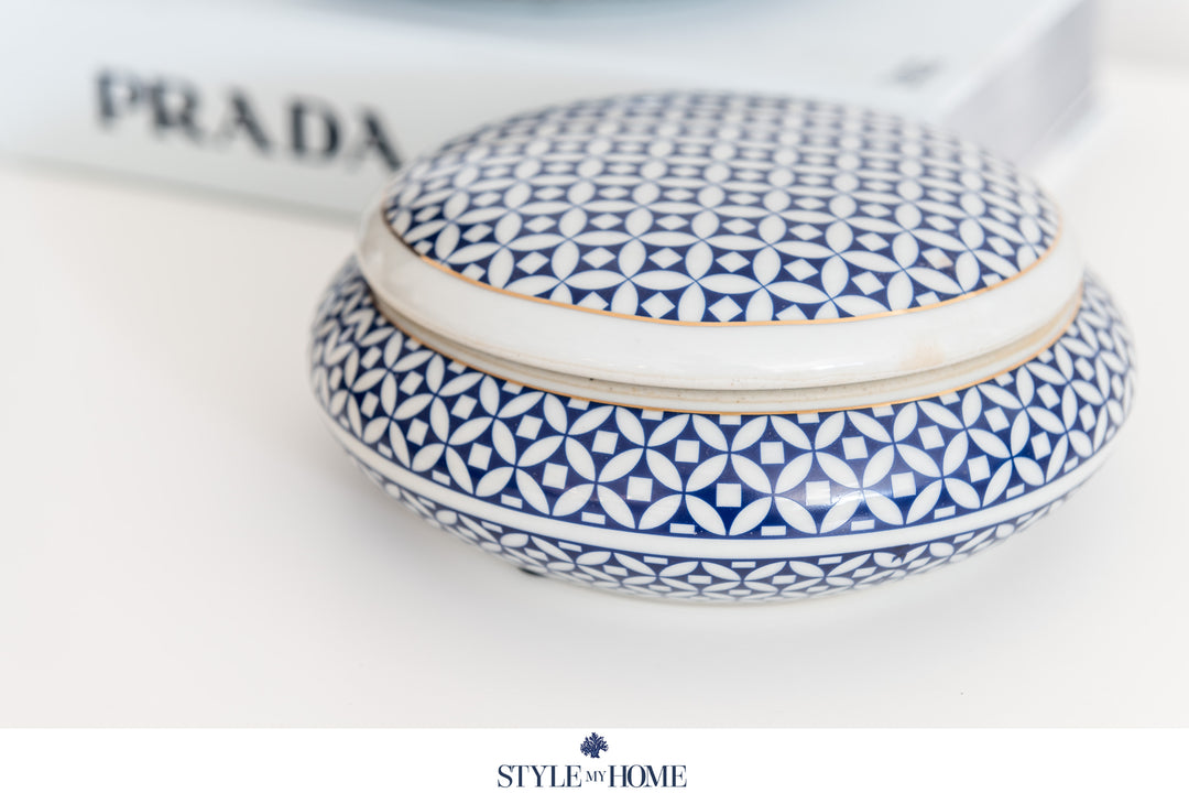 Royal Weave Round Ceramic Trinket Box 17cm