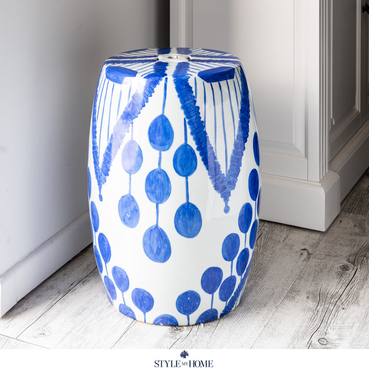 Contempo Ikat Hand-painted Ceramic Stool