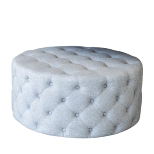 Elsa Tufted Linen Round Upholstered Ottoman