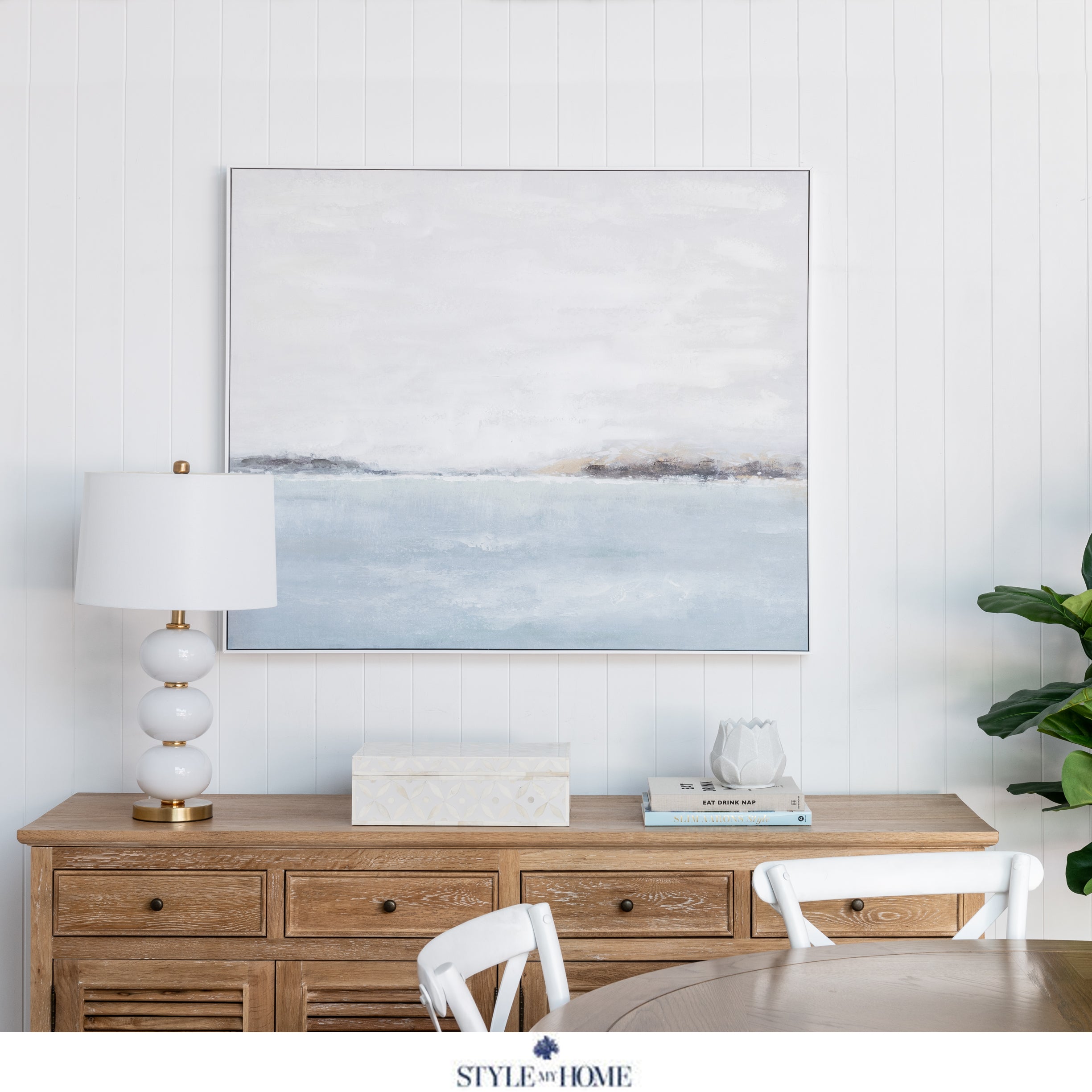 Buy Hamptons 'Peninsula Glimpses' Canvas in White Frame