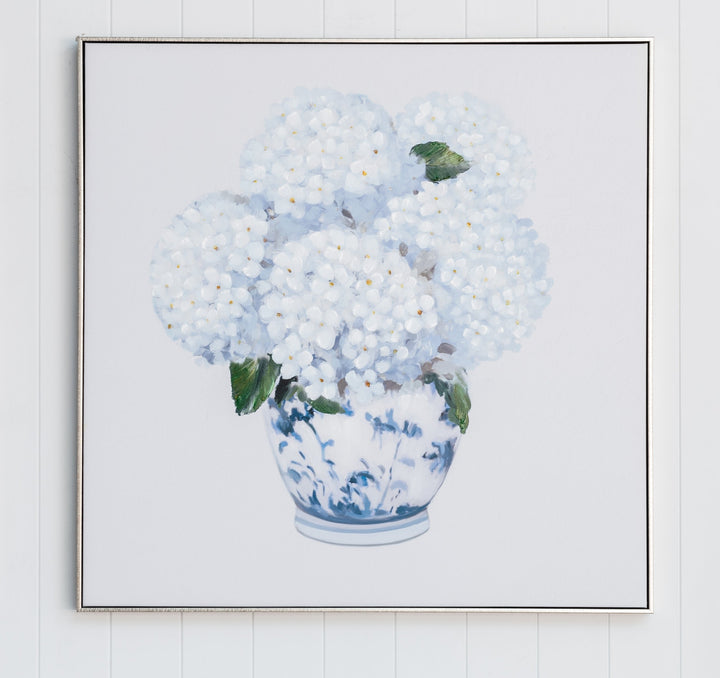 Hydrangea Bouquet 1 Medium Canvas In Antique Silver Frame